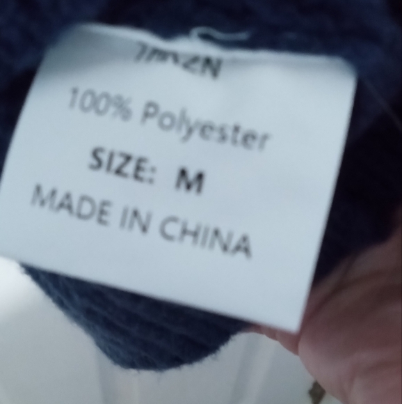 Blue Crew Neck Sweater with Textured Knit - Picture 4 of 5